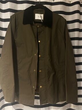 Barbour Olive Jacket with Black Corduroy Collar